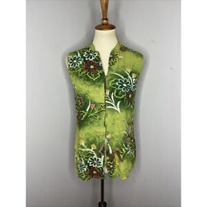 Womens‎ Jam World Green Floral Sleeveless Nohara Blouse XS